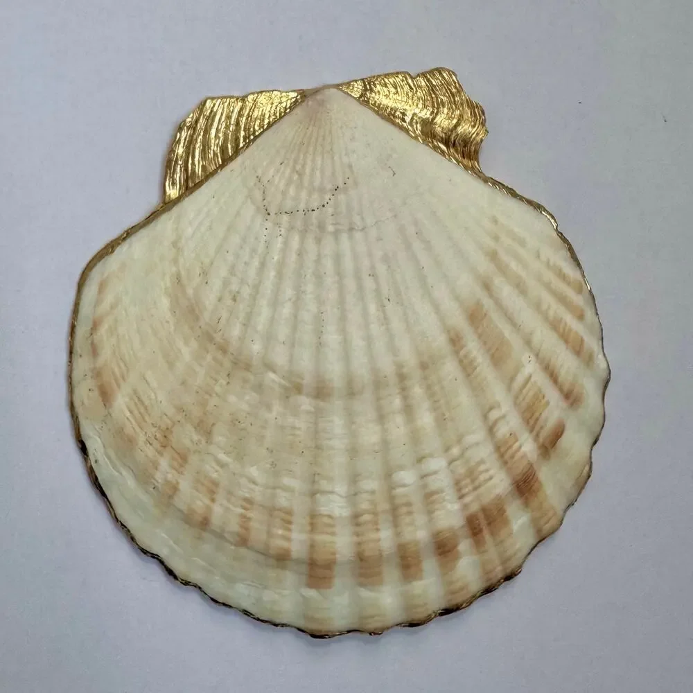 Blue Vine Shell Ring Dish, Handmade Scallop Trinket Dish, Coastal Boho Decor